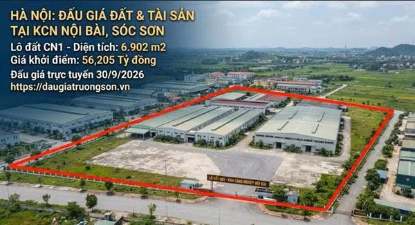 Hà Nội: Đấu giá quyền sử dụng đất và tài sản gắn liền tại Khu công nghiệp Nội Bài